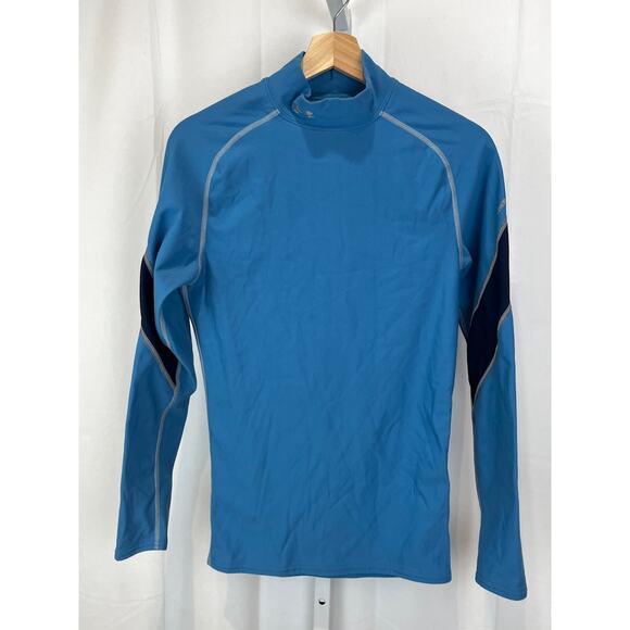 UNDER ARMOUR Mens ColdGear Mock Long Sleeve Pullover Compression Top Blue Size M - Picture 1 of 11
